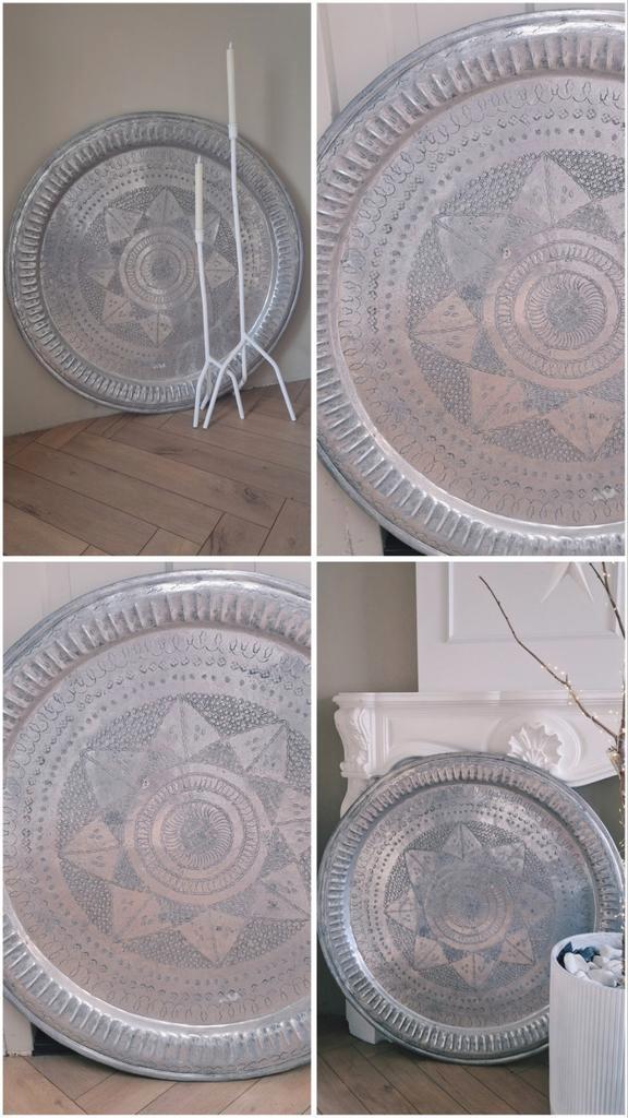 Xxl marrokkaans dienblad 96 !, Huis en Inrichting, Woonaccessoires | Dienbladen, Zo goed als nieuw, Overige materialen, Rond, Ophalen of Verzenden