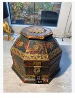 50% korting Brocante 8-hoekige houten kist India, Minder dan 50 cm, 50 tot 100 cm, Ophalen of Verzenden, Zo goed als nieuw