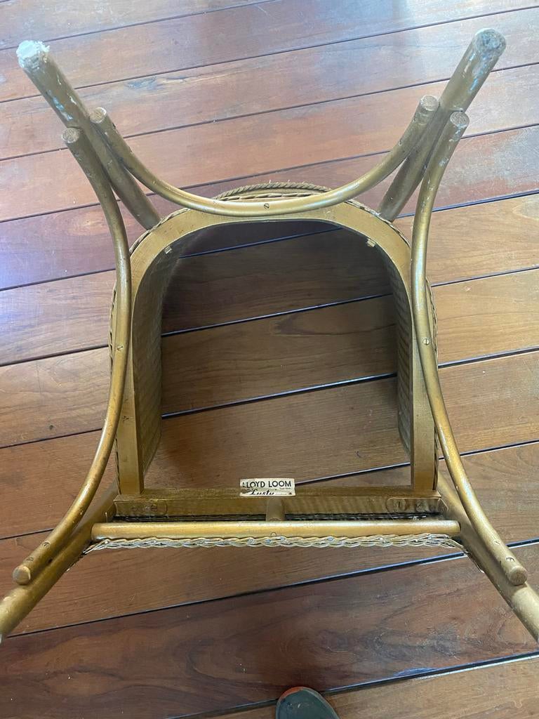 Lloyd Loom Stoel - Goudkleurig, Antiek en Kunst, Ophalen of Verzenden