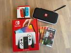 Nintendo switch OLED Nieuwstaat!, Spelcomputers en Games, Spelcomputers | Nintendo Switch, Met games, Nieuw, Met 3 controllers of meer