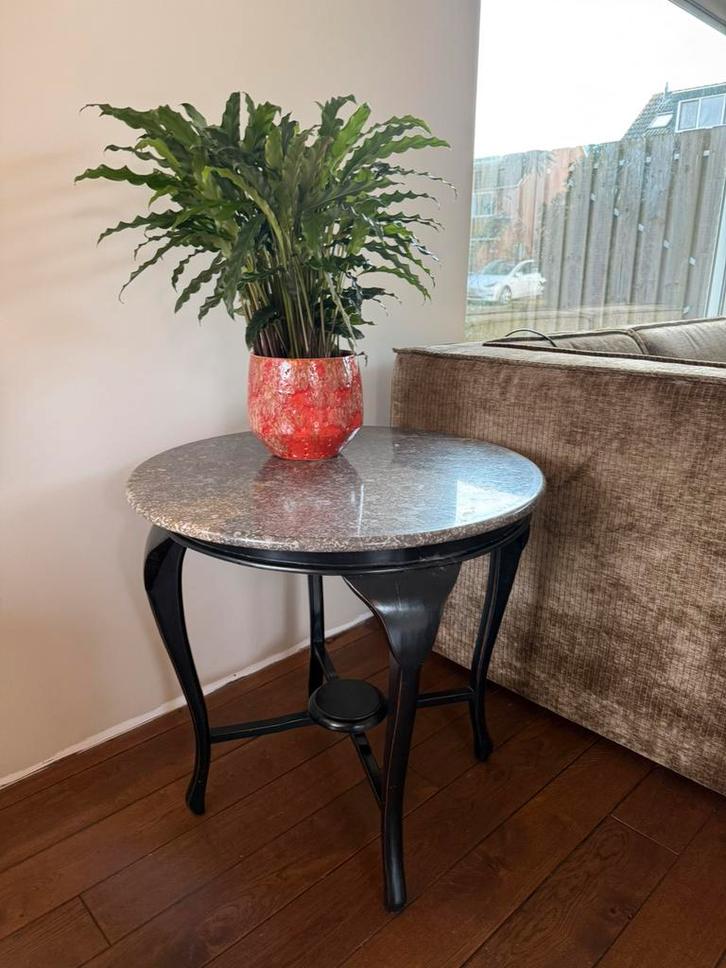 Bijzet / salon tafel - natuursteen marmer, Huis en Inrichting, Tafels | Bijzettafels, Gebruikt, Rond, 60 cm of meer, 55 tot 75 cm