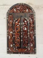 Balinese Houten Spiegel met Snijwerk, Minder dan 50 cm, Gebruikt, Ophalen of Verzenden, Minder dan 100 cm