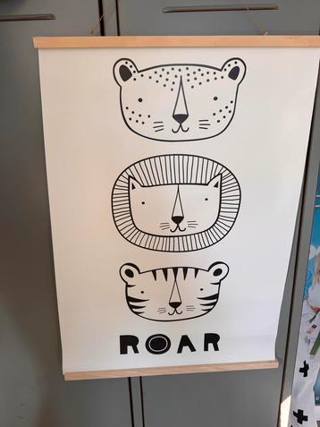Stoere Leeuwen Poster met Houten Hanger beschikbaar voor biedingen