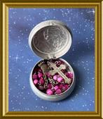 🔷Heel klein rozenkransdoosje met roze rozenkrans, Lourdes, Antiek en Kunst, Ophalen of Verzenden