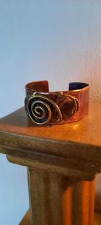 Vintage  brutalist armband,messing/koper, Ophalen of Verzenden, Zo goed als nieuw, Goud, Overige materialen