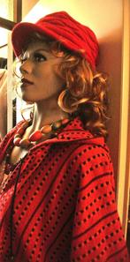 Jasje rood franjes vestjasje geweven ruim wijd model alijn, Ophalen of Verzenden, Gedragen, Rood, Trui of Vest