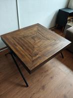 industriële salontafel van teakhout met metalen poten, Huis en Inrichting, Tafels | Salontafels, Ophalen, 50 tot 100 cm, 50 tot 100 cm