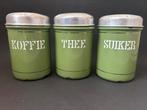 Reseda Groene Koffie, Thee & Suiker Voorraadbussen, Antiek en Kunst, Antiek | Emaille, Ophalen of Verzenden