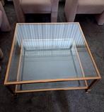 Mooie messing salontafel met 2 glasplaten, 90x90x40cm, Ophalen, 50 tot 100 cm, Vierkant, 50 tot 100 cm