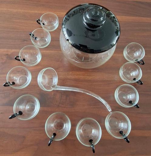 Vintage glazen bowlstel, Antiek en Kunst, Antiek | Glas en Kristal, Ophalen