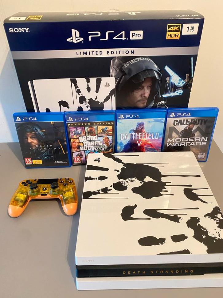 PS4 Pro Death Stranding Limited Edition + Games, Spelcomputers en Games, Spelcomputers | Sony PlayStation 4, Zo goed als nieuw