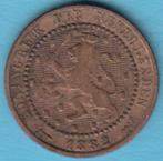 Nederland 1 cent 1892 Wilhelmina, Sch. 963 in munthouder, Postzegels en Munten, Munten | Nederland, Ophalen of Verzenden, Koningin Wilhelmina