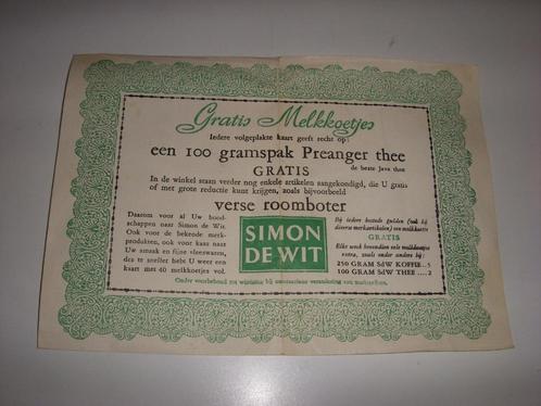 Leuke spaarkaart kruidenier Simon De Wit, melkkoetje zegels, Antiek en Kunst, Curiosa en Brocante, Ophalen of Verzenden
