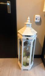 Groot windlicht inclusief decoratie, Huis en Inrichting, Woonaccessoires | Kandelaars en Kaarsen, Ophalen, Zo goed als nieuw, Hout