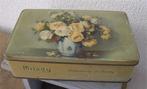 Antiek blik, trommel, versierd met bloemen, Antiek en Kunst, Curiosa en Brocante, Ophalen of Verzenden