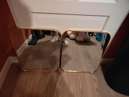 Twee gouden spiegels, Huis en Inrichting, Woonaccessoires | Spiegels, Zo goed als nieuw, Minder dan 50 cm, Minder dan 100 cm, Rechthoekig