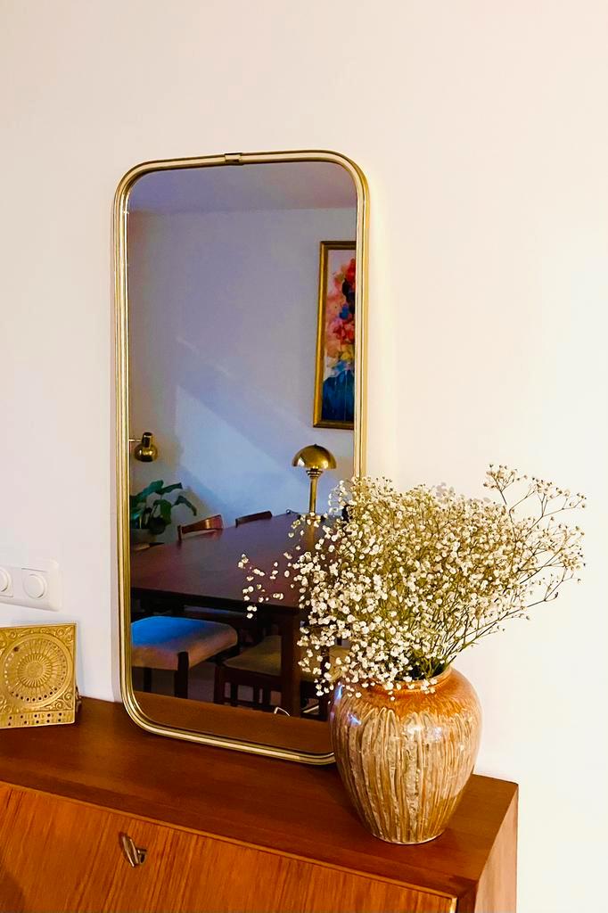 Prachtige Vintage Spiegel Goud Messing, Huis en Inrichting, Woonaccessoires | Spiegels, Zo goed als nieuw, Minder dan 50 cm, Minder dan 100 cm
