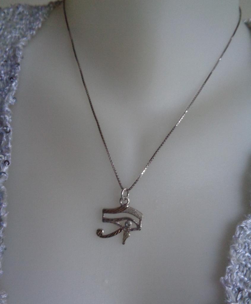 zilveren ketting met oog van Horus hanger [362], Sieraden, Tassen en Uiterlijk, Met hanger, Verzenden, Zo goed als nieuw, Zilver