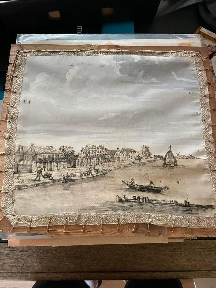 Bijzonder 18e eeuw Geschilderd Riviergezicht op linnen doek!, Antiek en Kunst, Kunst | Schilderijen | Klassiek, Ophalen of Verzenden