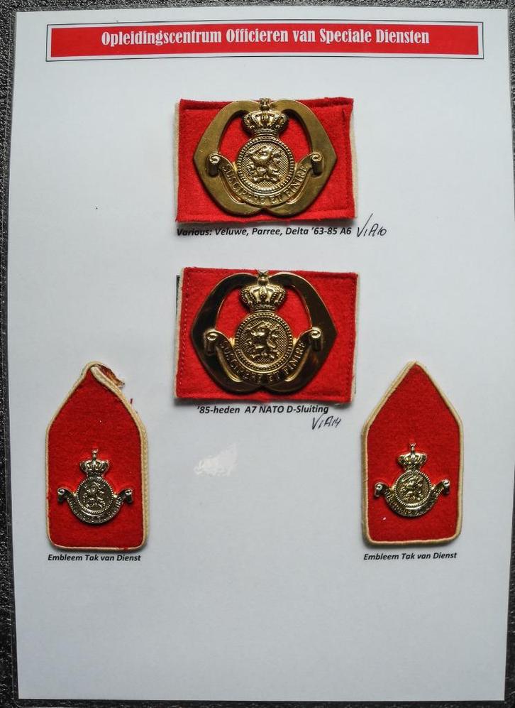 Setje Opleidingscentrum Officieren van Speciale Diensten, Verzamelen, Militaria | Algemeen, Landmacht, Embleem of Badge, Nederland