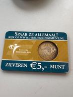 Zilveren €5 herdenkingsmunt – De Koninkrijksmunt, coincard, Verzenden, Koningin Beatrix, Euro's, Zilver