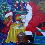 Schilderij Kersttafereel 60x60 cm, Antiek en Kunst, Kunst | Schilderijen | Klassiek, Ophalen