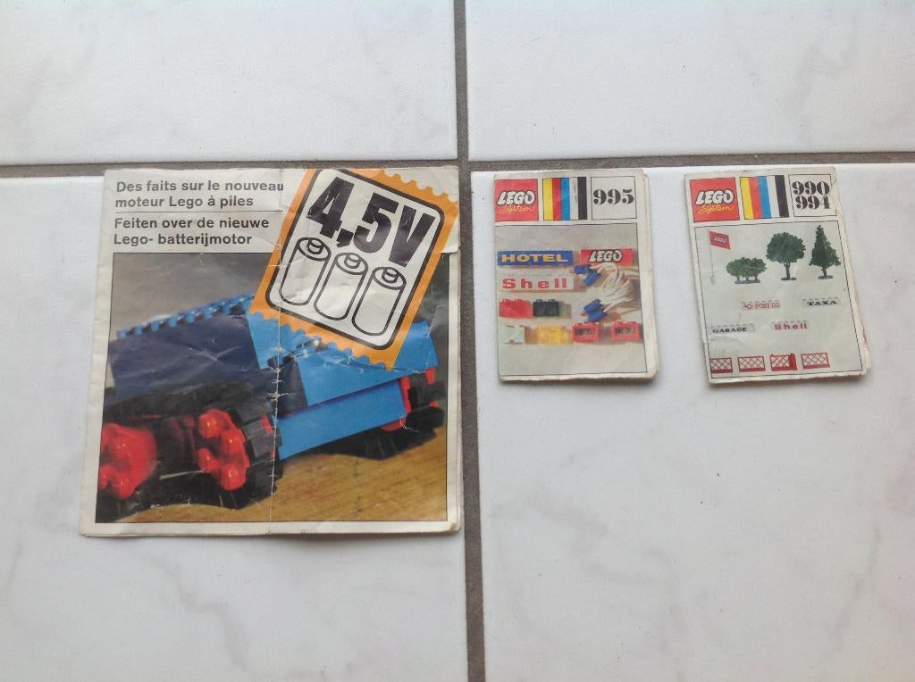 Folders / flyer Lego 995, 990-994, Lego motor 1969 4,5 volt, Ophalen of Verzenden, Zo goed als nieuw, Losse stenen, Lego