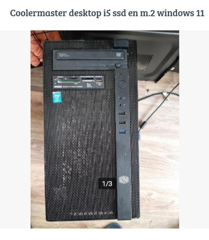 Coolermaster i5 desktop met nieuwste Windows 11, Computers en Software, Desktop Pc's, Zo goed als nieuw, 3 tot 4 Ghz, SSD, 8 GB