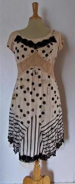 Mooi beige/zwart print jurkje van Elisa Cavaletti! L, Kleding | Dames, Jurken, Beige, Maat 38/40 (M), Onder de knie, Zo goed als nieuw