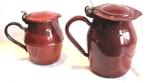 emaille melkkan schenkkan met deksel bruin 2 stuks, Antiek en Kunst, Antiek | Emaille, Ophalen of Verzenden