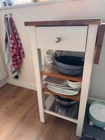 Roltafel Ikea wit/eiken stenstorp, Ophalen, 100 tot 150 cm, Zo goed als nieuw, 25 tot 50 cm