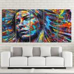 Kleurrijk 5-Delig Schilderij op Canvas – Portret Vrouw, Antiek en Kunst, Kunst | Schilderijen | Modern, Ophalen of Verzenden