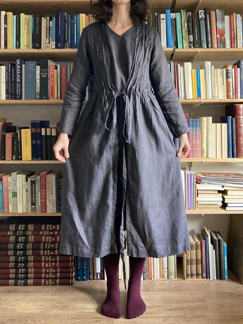 Grijze Linnen Jurk van Atelier Linnennaive, Maat S-M, Kleding | Dames, Jurken, Nieuw, Maat 36 (S), Grijs, Onder de knie, Ophalen of Verzenden