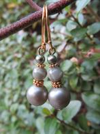 Oorbellen Lucky Soft Green jade-swarovski parels goud, Ophalen, Hangers, Met edelsteen, Nieuw