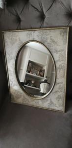Zeer mooie Franse Brocante houten spiegel met Toile de jouy, Huis en Inrichting, Woonaccessoires | Spiegels, Minder dan 100 cm