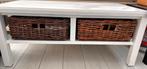 Witte salontafel met twee manden ongeveer 110 cm/60 cm/46 cm, Huis en Inrichting, Tafels | Salontafels, Minder dan 50 cm, Gebruikt
