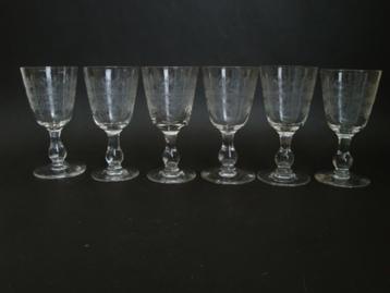 set geslepen guilloche glas port sherry Leerdam kristalunie beschikbaar voor biedingen
