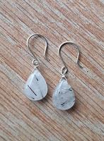 handgemaakte oorbellen echt zilver en rutielkwarts, Sieraden, Tassen en Uiterlijk, Hangers, Verzenden, Wit, Nieuw