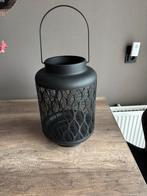 Zwarte metalen lantaarn, Huis en Inrichting, Ophalen, 25 tot 50 cm, Zwart, Zo goed als nieuw