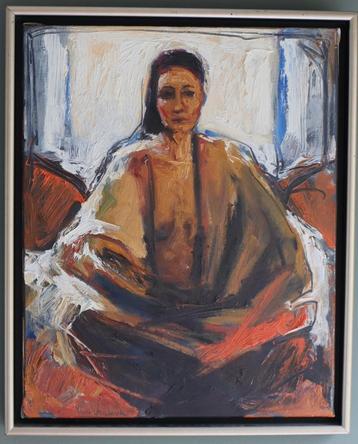 Mooi schilderij van Nico Vrielink in houten frame - 50 x 40 beschikbaar voor biedingen