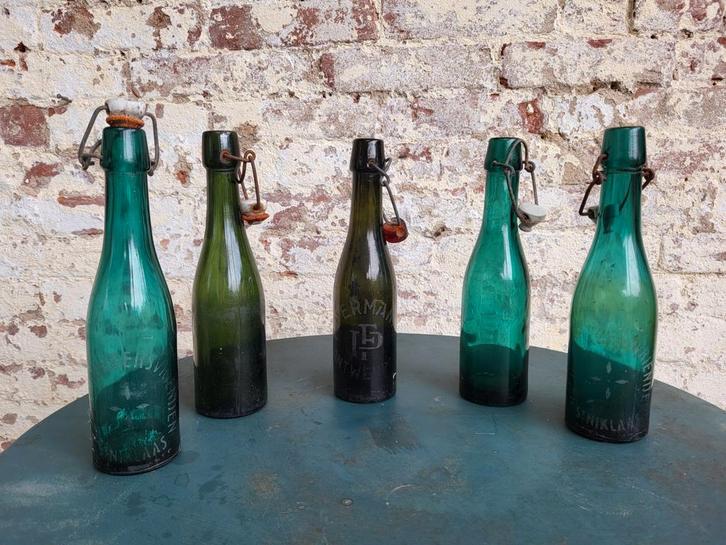 5 oude belgische beugelflessen / allegonda, Antiek en Kunst, Curiosa en Brocante, Ophalen of Verzenden