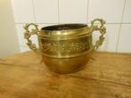 oud geel koperen overpot bloemen, Antiek en Kunst, Ophalen