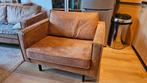 Cognac leren 1,5 zits stoel, Huis en Inrichting, Fauteuils, Ophalen, Metaal, Gebruikt, 75 tot 100 cm
