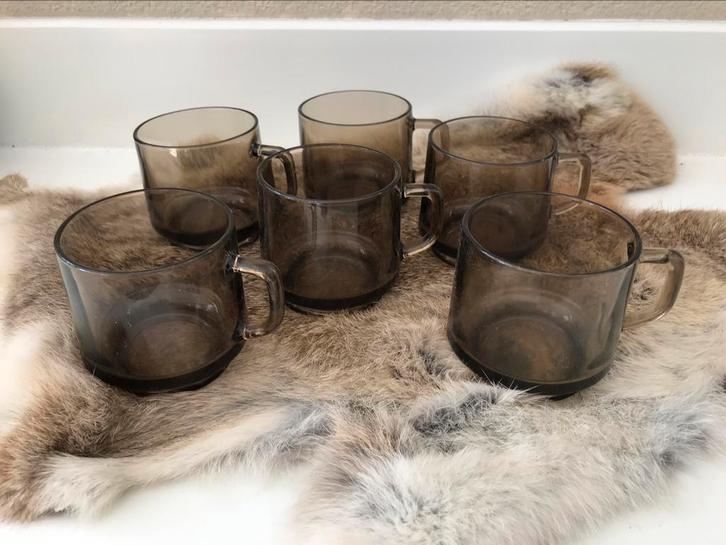 Douwe Egberts Moccona vintage bruine glazen * 6 stuks, Verzamelen, Glas en Borrelglaasjes, Zo goed als nieuw, Overige typen, Ophalen of Verzenden