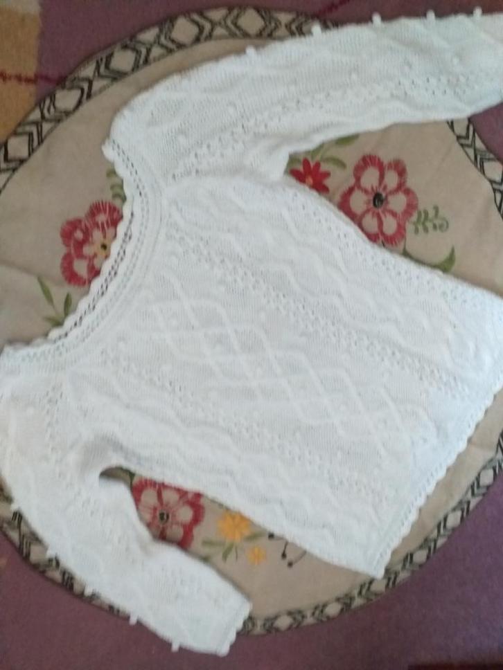 handwerk gebreide katoenen trui m 34 wit haken, Kleding | Dames, Truien en Vesten, Zo goed als nieuw, Maat 34 (XS) of kleiner