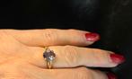 Gouden Vintage ring edelsteen tanzaniet en diamant. 2025/856, ., Paars, Ophalen of Verzenden, Zo goed als nieuw