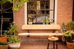Gevelbankje van Amsterbankje van gietijzer en eikenhout, Tuin en Terras, Tuinbanken, Ophalen of Verzenden, Nieuw, Hout
