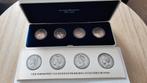 Vier portretten van wilhelmina zilver in een case, Ophalen of Verzenden, Koningin Wilhelmina, Zilver