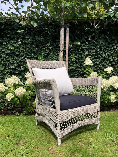 Fauteuil, tuinstoel, engelse klassieke stoel, loungestoel, Tuin en Terras, Tuinstoelen, Zo goed als nieuw, Wicker, Ophalen