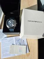 Originele Emporio Armani heren horloge Chronograaf, Overige merken, Leer, Staal, Polshorloge